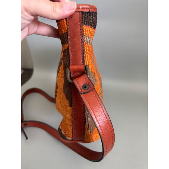 Hand Made Turkish Kilim Arts Crossbody Purse Tapestry Wool Leather Strap Boho - Picture 6 of 11